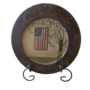 The Hearthside Collection Patriotic Decorative Plate with American Flag Signed